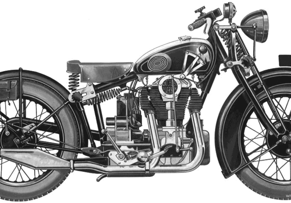 Мотоцикл Matchless SilverHawk (1931) - чертежи, габариты, рисунки