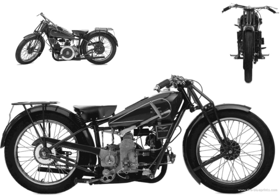 Мотоцикл MotoGuzzi 500S (1928) - чертежи, габариты, рисунки