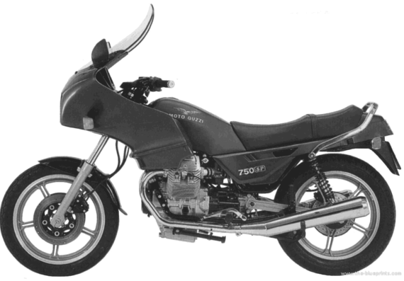 Мотоцикл MotoGuzzi 750SP (1994) - чертежи, габариты, рисунки