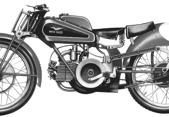 Motorcycle MotoGuzzi Dondolino 500 (1948) - drawings, dimensions, pictures