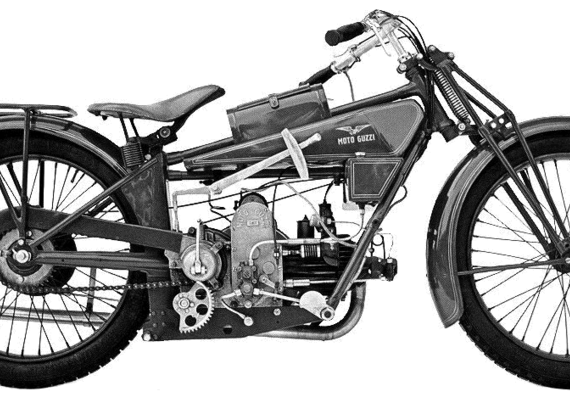Motorcycle MotoGuzzi Normale 500 (1922) - drawings, dimensions, pictures