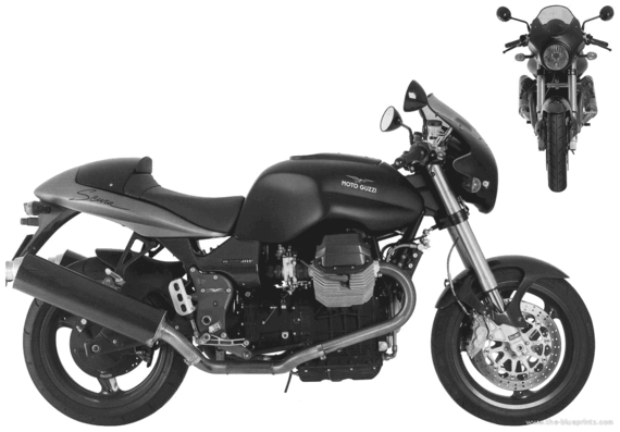 Мотоцикл MotoGuzzi V11 Sport Scura (2002) - чертежи, габариты, рисунки