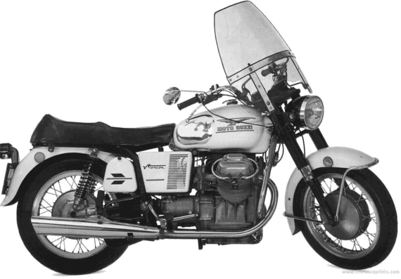 Мотоцикл MotoGuzzi V7 (1970) - чертежи, габариты, рисунки