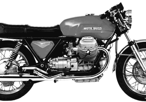 Мотоцикл MotoGuzzi V7 Sport (1974) - чертежи, габариты, рисунки