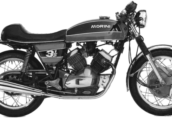 Мотоцикл MotoMorini 350 (1972) - чертежи, габариты, рисунки