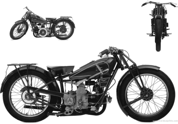 Мотоцикл Moto Guzzi 500S (1928) - чертежи, габариты, рисунки