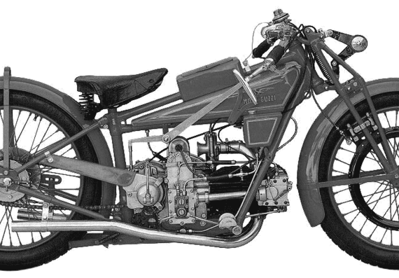 Moto Guzzi C4V 500 motorcycle (1926) - drawings, dimensions, pictures