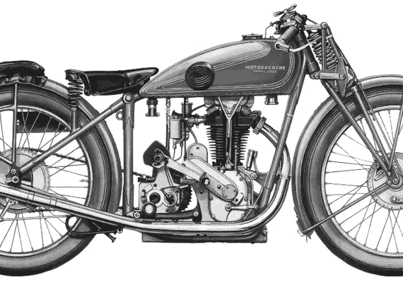 Motosacoche Competition motorcycle (1930) - drawings, dimensions, pictures