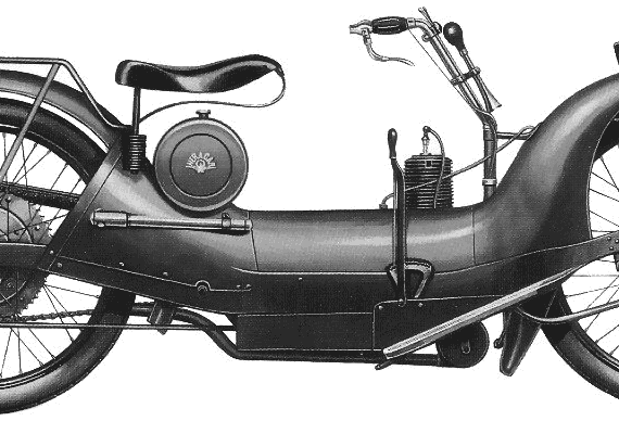 Motorcycle NER A CAR (1921) - drawings, dimensions, figures