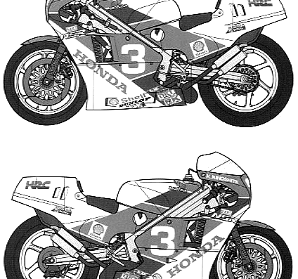 Мотоцикл NSR500 Honda - чертежи, габариты, рисунки