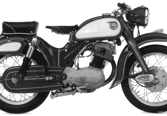 Мотоцикл NSU Supermax (1957) - чертежи, габариты, рисунки