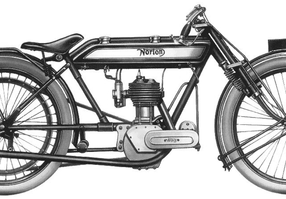 Мотоцикл Norton 3.5HP (1918) - чертежи, габариты, рисунки