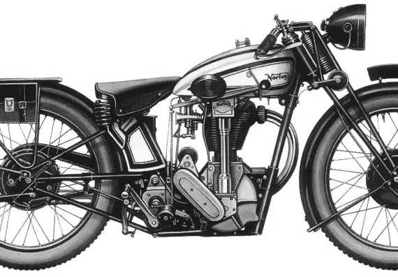 Norton CS1 motorcycle (1931) - drawings, dimensions, figures