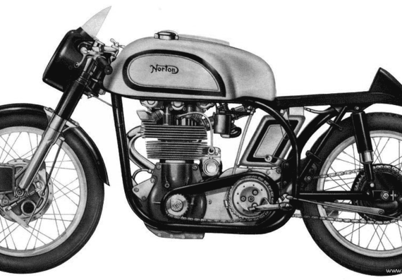 Мотоцикл Norton Manx (1962) - чертежи, габариты, рисунки