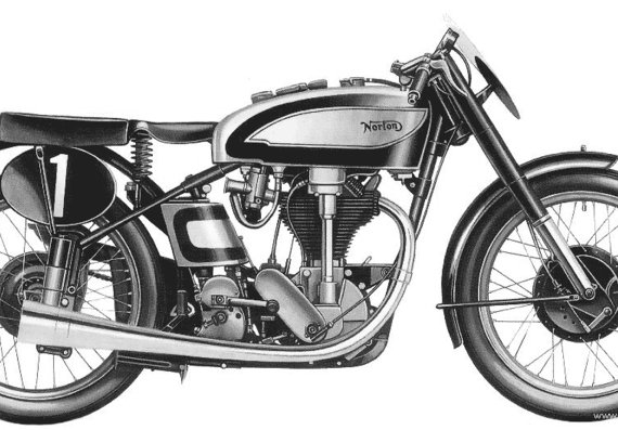 Мотоцикл Norton Manx 500 (1949) - чертежи, габариты, рисунки