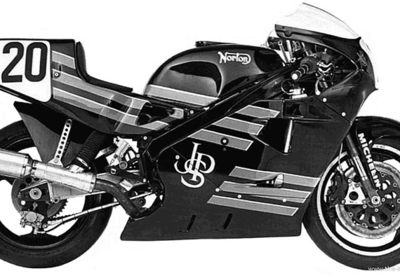 Мотоцикл Norton RCW588 Rotary (1989) - чертежи, габариты, рисунки