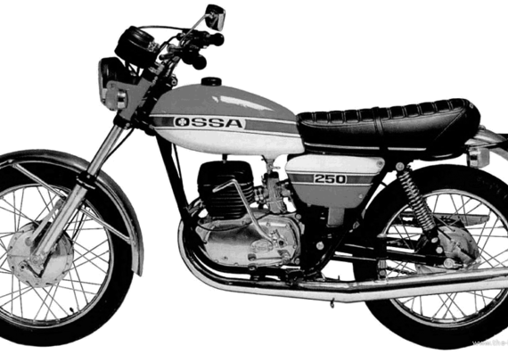 Мотоцикл Ossa 250T (1975) - чертежи, габариты, рисунки