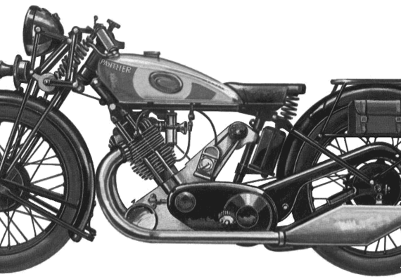 Мотоцикл Panther Redwing (1932) - чертежи, габариты, рисунки