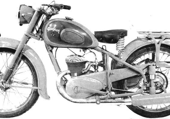 Мотоцикл Peugeot 55TA (1954) - чертежи, габариты, рисунки