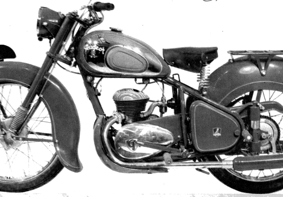 Мотоцикл Peugeot 55TCL (1954) - чертежи, габариты, рисунки