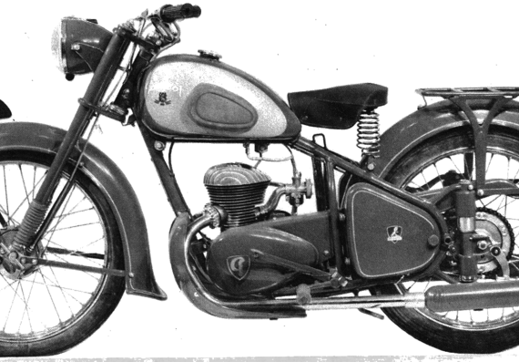 Мотоцикл Peugeot 55TC (1954) - чертежи, габариты, рисунки