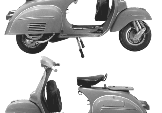 Мотоцикл Piaggio Vespa 150 Super - чертежи, габариты, рисунки