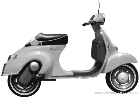 Мотоцикл Piaggio Vespa 50 Special - чертежи, габариты, рисунки