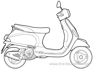 Мотоцикл Piaggio Vespa LX 125 (2012) - чертежи, габариты, рисунки