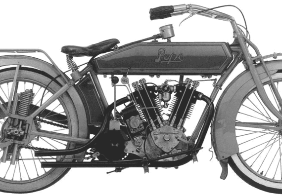 Мотоцикл Pope (1913) - чертежи, габариты, рисунки