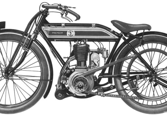 Мотоцикл Premier (1912) - чертежи, габариты, рисунки