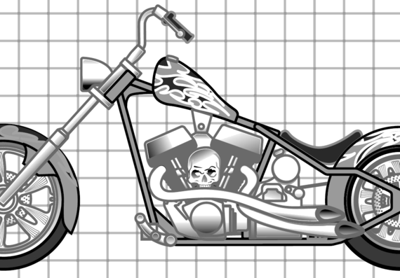Мотоцикл RM Kustom Crusader Chopper - чертежи, габариты, рисунки