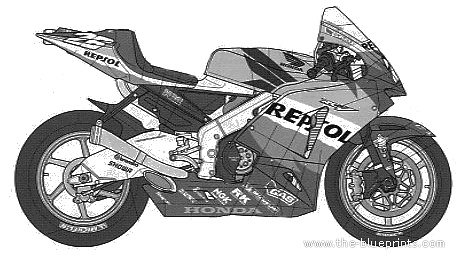 Мотоцикл Repsol Honda RC211V (2006) - чертежи, габариты, рисунки