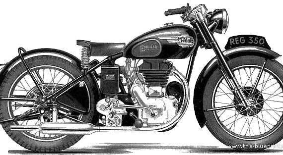 Motorcycle Royal Enfield G 350 (1953) - drawings, dimensions, pictures
