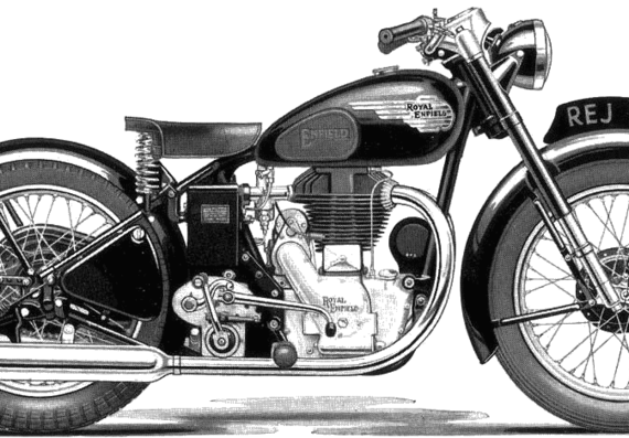 Royal Enfield J2 500 motorcycle (1953) - drawings, dimensions, pictures