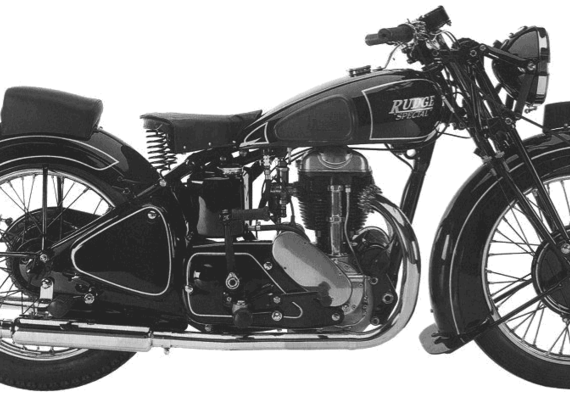 Мотоцикл Rudge Special (1937) - чертежи, габариты, рисунки
