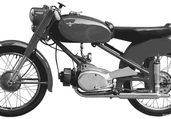 Rumi 125 ST motorcycle (1955) - drawings, dimensions, pictures