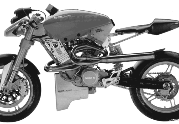 Мотоцикл Sachs 1000 Beast (2002) - чертежи, габариты, рисунки
