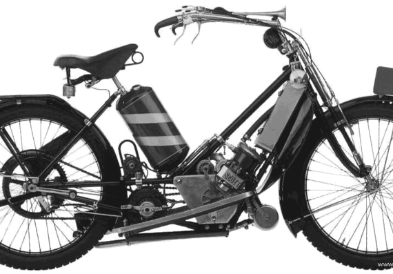 Motorcycle Scott (1910) - drawings, dimensions, pictures