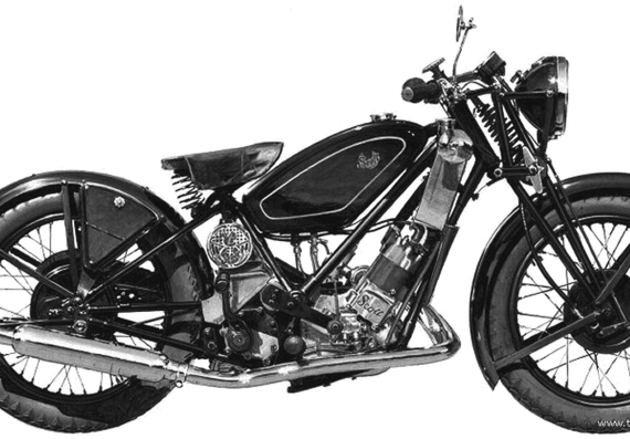 Motorcycle Scott (1932) - drawings, dimensions, pictures