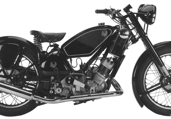 Motorcycle Scott FlyingSquirrel (1949) - drawings, dimensions, pictures