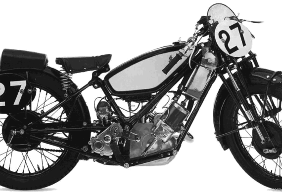 Мотоцикл Scott TT Replica (1930) - чертежи, габариты, рисунки