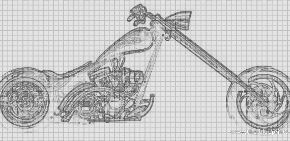 Мотоцикл Softail from hell - чертежи, габариты, рисунки