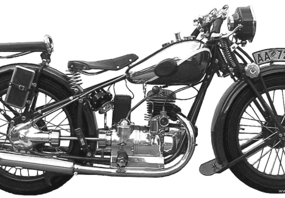 Мотоцикл Stock 200 (1933) - чертежи, габариты, рисунки