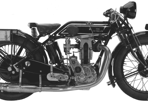 Мотоцикл Sunbeam Model90 (1928) - чертежи, габариты, рисунки