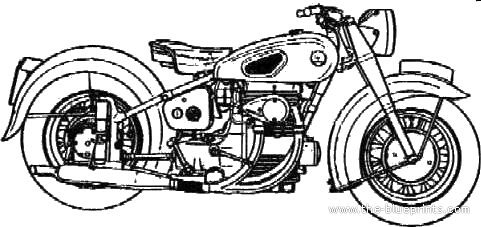 Мотоцикл Sunbeam S7 - чертежи, габариты, рисунки