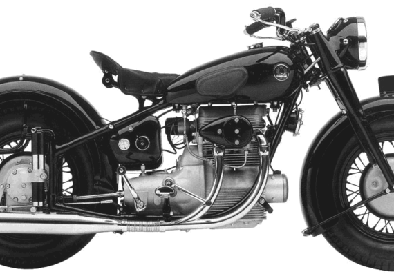 Мотоцикл Sunbeam S7 (1947) - чертежи, габариты, рисунки
