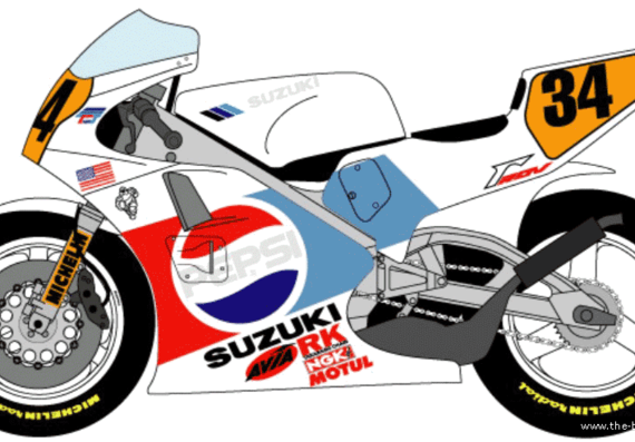 Susuki RGV 500 motorcycle (1988) - drawings, dimensions, pictures