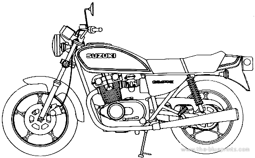 Suzuki GS400E motorcycle - drawings, dimensions, figures