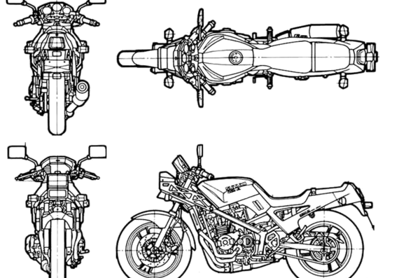 Мотоцикл Suzuki GSX400X - чертежи, габариты, рисунки
