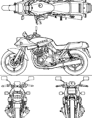 Мотоцикл Suzuki GSX750S Katana - чертежи, габариты, рисунки
